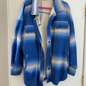 Free people Blue and Cream Knit Jacket